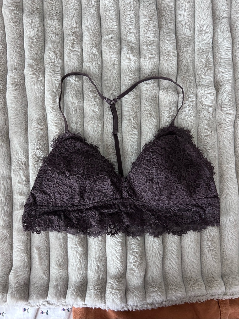 aerie Lace Racerback Bralette in Dark Brown